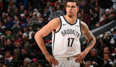 PHILADELPHIA, PA - DECEMBER 23: Michael Porter Jr. #17 of the Brooklyn Nets looks on during the game against the Philadelphia 76ers on December, 23, 2025 at the Wells Fargo Center in Philadelphia, Pennsylvania NOTE TO USER: User expressly acknowledges and agrees that, by downloading and/or using this Photograph, user is consenting to the terms and conditions of the Getty Images License Agreement. Mandatory Copyright Notice: Copyright 2025 NBAE (Photo by David Dow/NBAE via Getty Images)