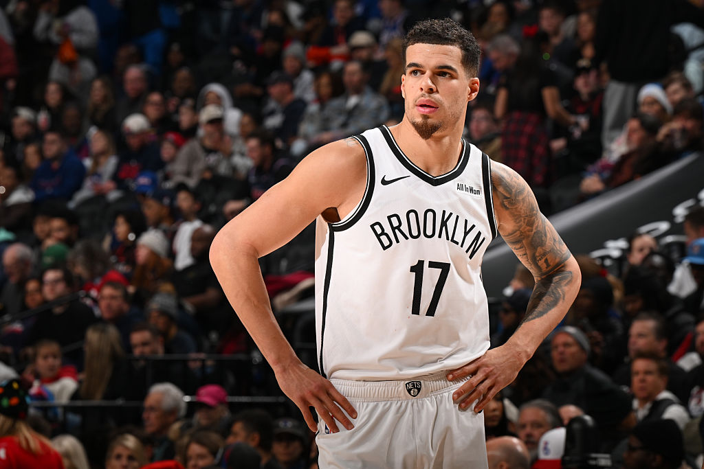 PHILADELPHIA, PA - DECEMBER 23: Michael Porter Jr. #17 of the Brooklyn Nets looks on during the game against the Philadelphia 76ers on December, 23, 2025 at the Wells Fargo Center in Philadelphia, Pennsylvania NOTE TO USER: User expressly acknowledges and agrees that, by downloading and/or using this Photograph, user is consenting to the terms and conditions of the Getty Images License Agreement. Mandatory Copyright Notice: Copyright 2025 NBAE (Photo by David Dow/NBAE via Getty Images)