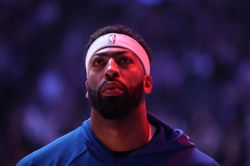 SACRAMENTO, CALIFORNIA - JANUARY 06: Anthony Davis #3 of the Dallas Mavericks stands for the national anthem before their game against the Sacramento Kings at Golden 1 Center on January 06, 2026 in Sacramento, California. NOTE TO USER: User expressly acknowledges and agrees that, by downloading and/or using this photograph, user is consenting to the terms and conditions of the Getty Images License Agreement. (Photo by Ezra Shaw/Getty Images)