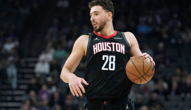 SACRAMENTO, CALIFORNIA - JANUARY 11: Alperen Sengun #28 of the Houston Rockets dribbles the ball against the Sacramento Kings in the first half of an NBA basketball game at Golden 1 Center on January 11, 2026 in Sacramento, California. NOTE TO USER: User expressly acknowledges and agrees that, by downloading and or using this photograph, User is consenting to the terms and conditions of the Getty Images License Agreement. (Photo by Thearon W. Henderson/Getty Images)