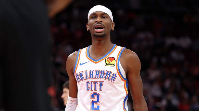 Oklahoma City Thunder player Shai Gilgeous-Alexander during an NBA game.
