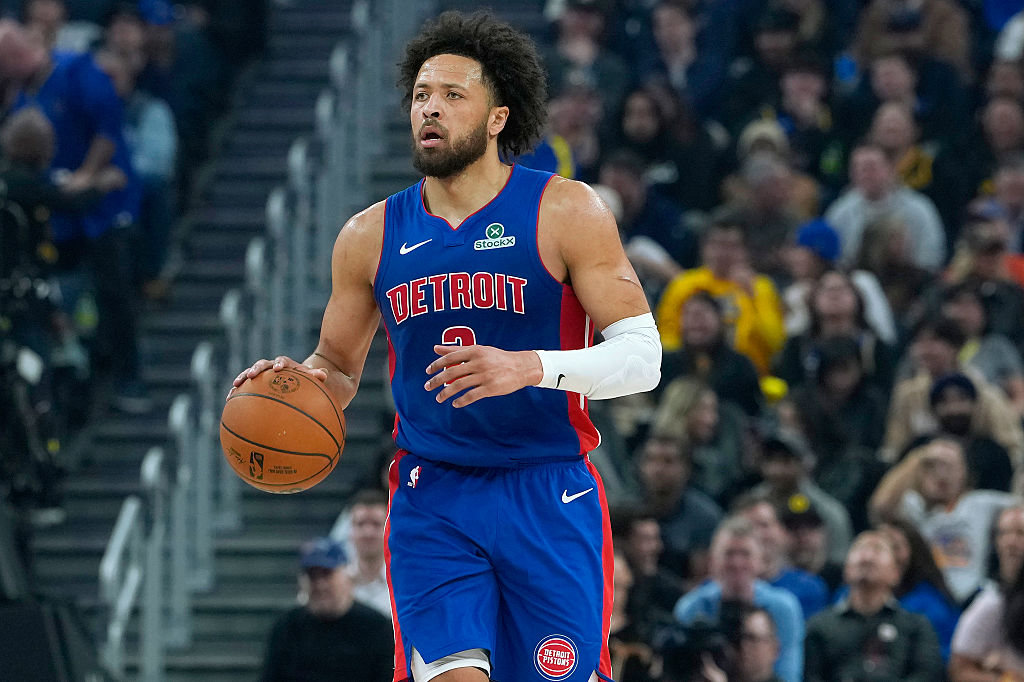 SAN FRANCISCO, CALIFORNIA - JANUARY 30: Cade Cunningham #2 of the Detroit Pistons dribbles the ball against the Golden State Warriors during the first half of an NBA basketball game at Chase Center on January 30, 2026 in San Francisco, California. NOTE TO USER: User expressly acknowledges and agrees that, by downloading and or using this photograph, User is consenting to the terms and conditions of the Getty Images License Agreement. (Photo by Thearon W. Henderson/Getty Images)