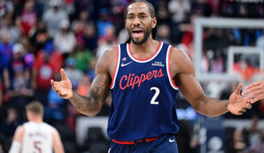 INGLEWOOD, CALIFORNIA - FEBRUARY 04: Kawhi Leonard #2 of the Los Angeles Clippers complains to a referee against the Cleveland Cavaliers in the first half at Intuit Dome on February 04, 2026 in Inglewood, California. NOTE TO USER: User expressly acknowledges and agrees that, by downloading and or using this photograph, User is consenting to the terms and conditions of the Getty Images License Agreement. (Photo by Wally Skalij/Getty Images)
