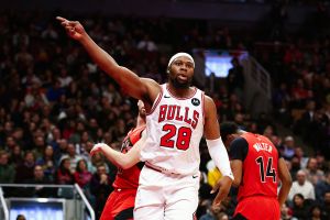 TORONTO, CANADA - FEBRUARY 5: Guerschon Yabusele #28 of the Chicago Bulls reacts during the second half of their NBA game against the Toronto Raptors at Scotiabank Arena on February 5, 2026 in Toronto, Ontario, Canada. NOTE TO USER: User expressly acknowledges and agrees that, by downloading and/or using this Photograph, user is consenting to the terms and conditions of the Getty Images License Agreement (Photo by Cole Burston/Getty Images)