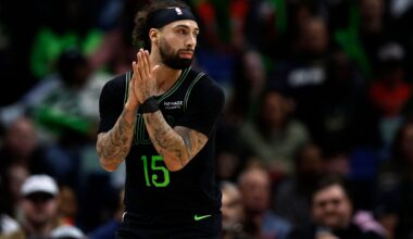 Dan McQuade and Hip-Hop the 76ers rabbit mascot.