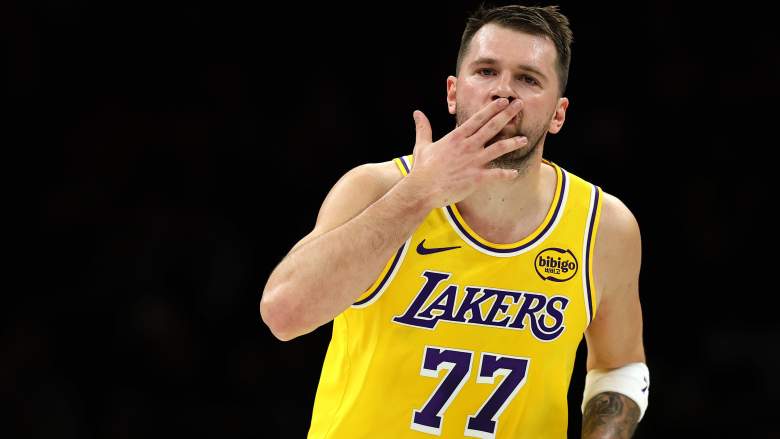 Luka Doncic #77 of the Los Angeles Lakers