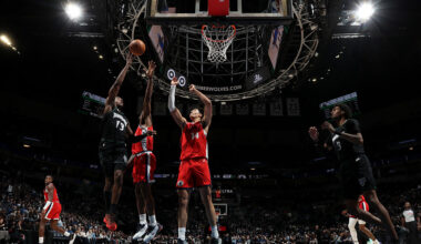 MINNEAPOLIS, MN - FEBRUARY 8: Ayo Dosunmu #13 of the Minnesota Timberwolves drives to the basket during the game against the LA Clippers on February 8, 2026 at Target Center in Minneapolis, Minnesota. NOTE TO USER: User expressly acknowledges and agrees that, by downloading and or using this Photograph, user is consenting to the terms and conditions of the Getty Images License Agreement. Mandatory Copyright Notice: Copyright 2026 NBAE (Photo by Jordan Johnson/NBAE via Getty Images)
