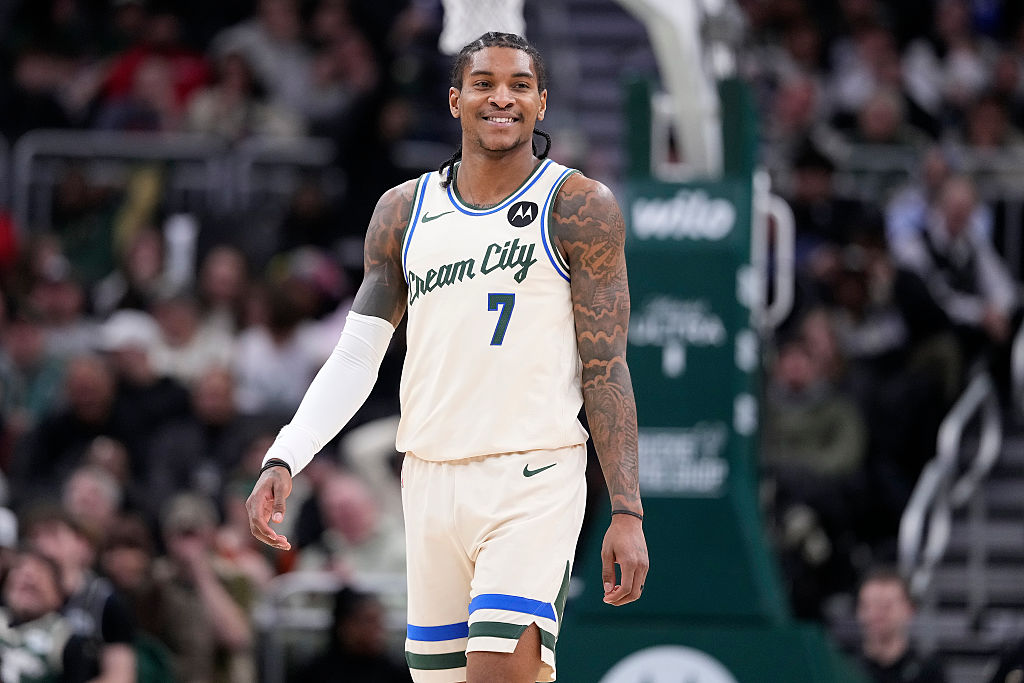 MILWAUKEE, WISCONSIN - FEBRUARY 04: Kevin Porter Jr. #7 of the Milwaukee Bucks walks down court during the second half of the game against the New Orleans Pelicans at Fiserv Forum on February 04, 2026 in Milwaukee, Wisconsin. NOTE TO USER: User expressly acknowledges and agrees that, by downloading and or using this photograph, User is consenting to the terms and conditions of the Getty Images License Agreement. (Photo by John Fisher/Getty Images)