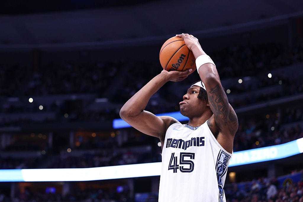 DENVER, COLORADO - FEBRUARY 11: GG Jackson II #45 of the Memphis Grizzlies shoots against the Denver Nuggets in the first half at Ball Arena on February 11, 2026 in Denver, Colorado. NOTE TO USER: User expressly acknowledges and agrees that, by downloading and or using this photograph, User is consenting to the terms and conditions of the Getty Images License Agreement. (Photo by Tyler Schank/Clarkson Creative/Getty Images)