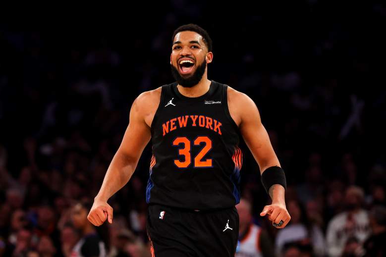 New York Knicks forward/center Karl-Anthony Towns during an NBA game.
