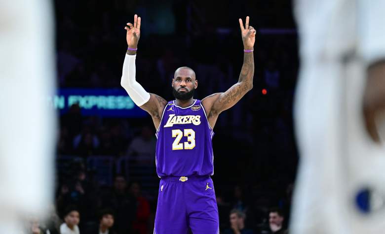 Los Angeles Lakers forward LeBron James during an NBA game.