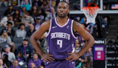 SACRAMENTO, CA - FEBRUARY 19: Precious Achiuwa #9 of the Sacramento Kings looks on during the game against the Orlando Magic on February 19, 2026 at Golden 1 Center in Sacramento, California. NOTE TO USER: User expressly acknowledges and agrees that, by downloading and or using this Photograph, user is consenting to the terms and conditions of the Getty Images License Agreement. Mandatory Copyright Notice: Copyright 2026 NBAE (Photo by Rocky Widner/NBAE via Getty Images)