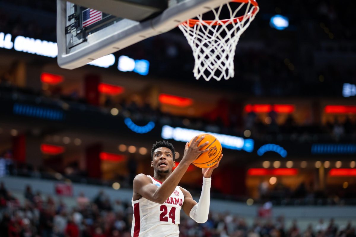 Former Alabama Basketball player Brandon Miller plays against San Diego State during the 2023 NCAA Sweet Sixteen. 