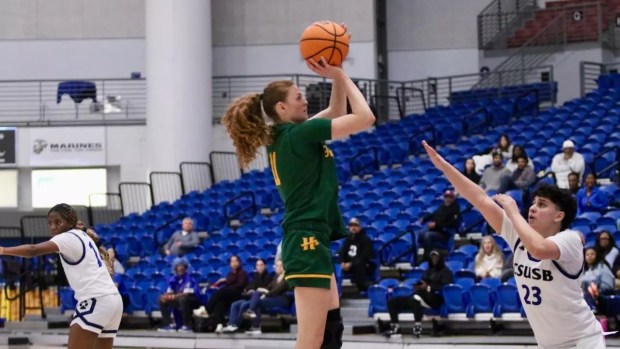 Shade Satica goes up for a shot against San Bernardino on a night she would set the program single-season record for steals. (Drew Gwerder)