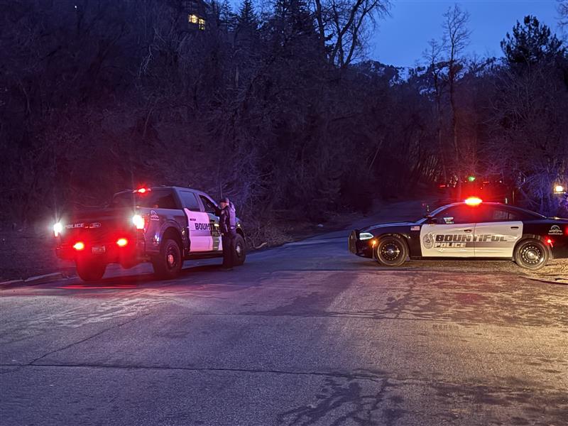 Police block the entrance to the Mueller Park trail on Monday, Feb. 16, 2026. (John Wilson, KSL)...