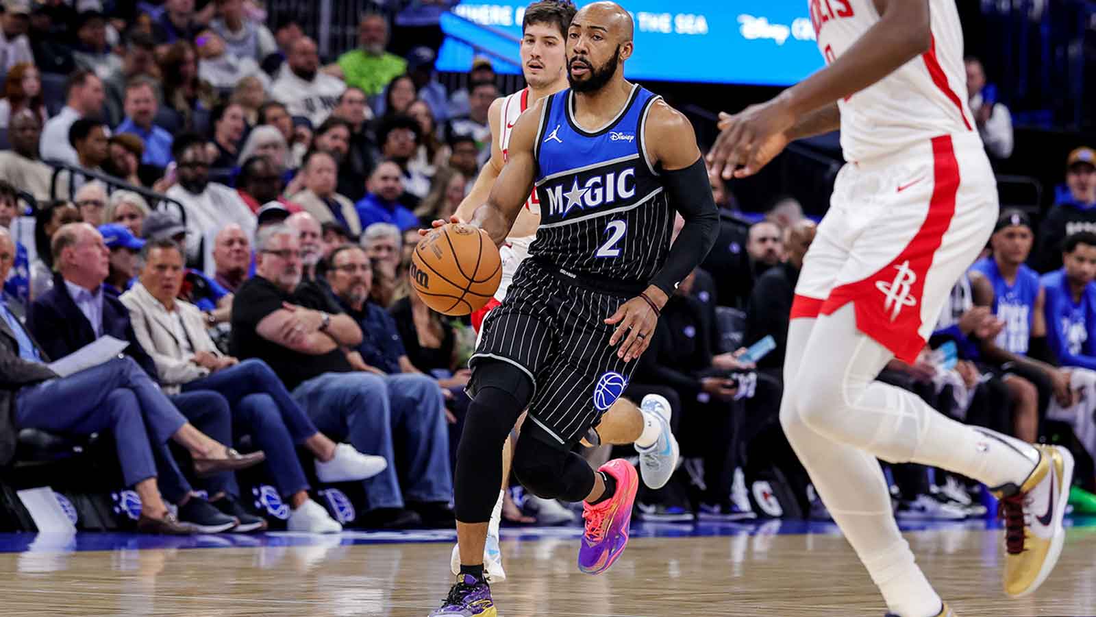 Orlando Magic guard Jevon Carter (2) brings the ball up court during the second quarter against the Houston Rockets at Kia Center. Mandatory Credit: 