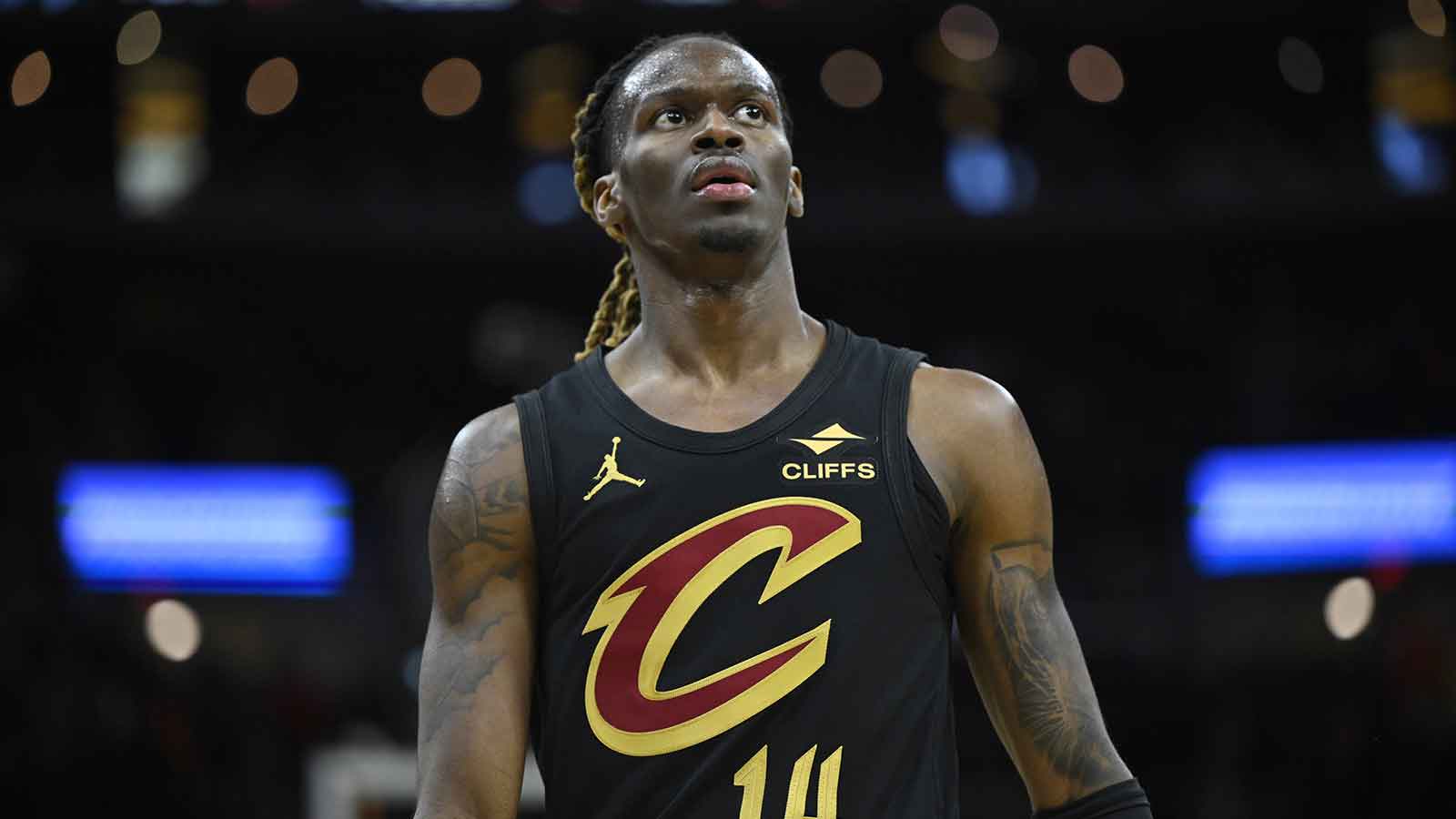 Cleveland Cavaliers guard Keon Ellis (14) stands on the court in the fourth quarter against the Washington Wizards at Rocket Arena.