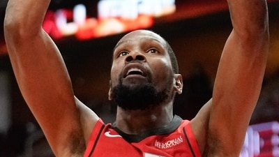 Houston Rockets forward Kevin Durant dunks against the Los Angeles Clippers during on February 11. (AP)