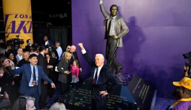 Pat Riley statue captures his Lakers coaching personality