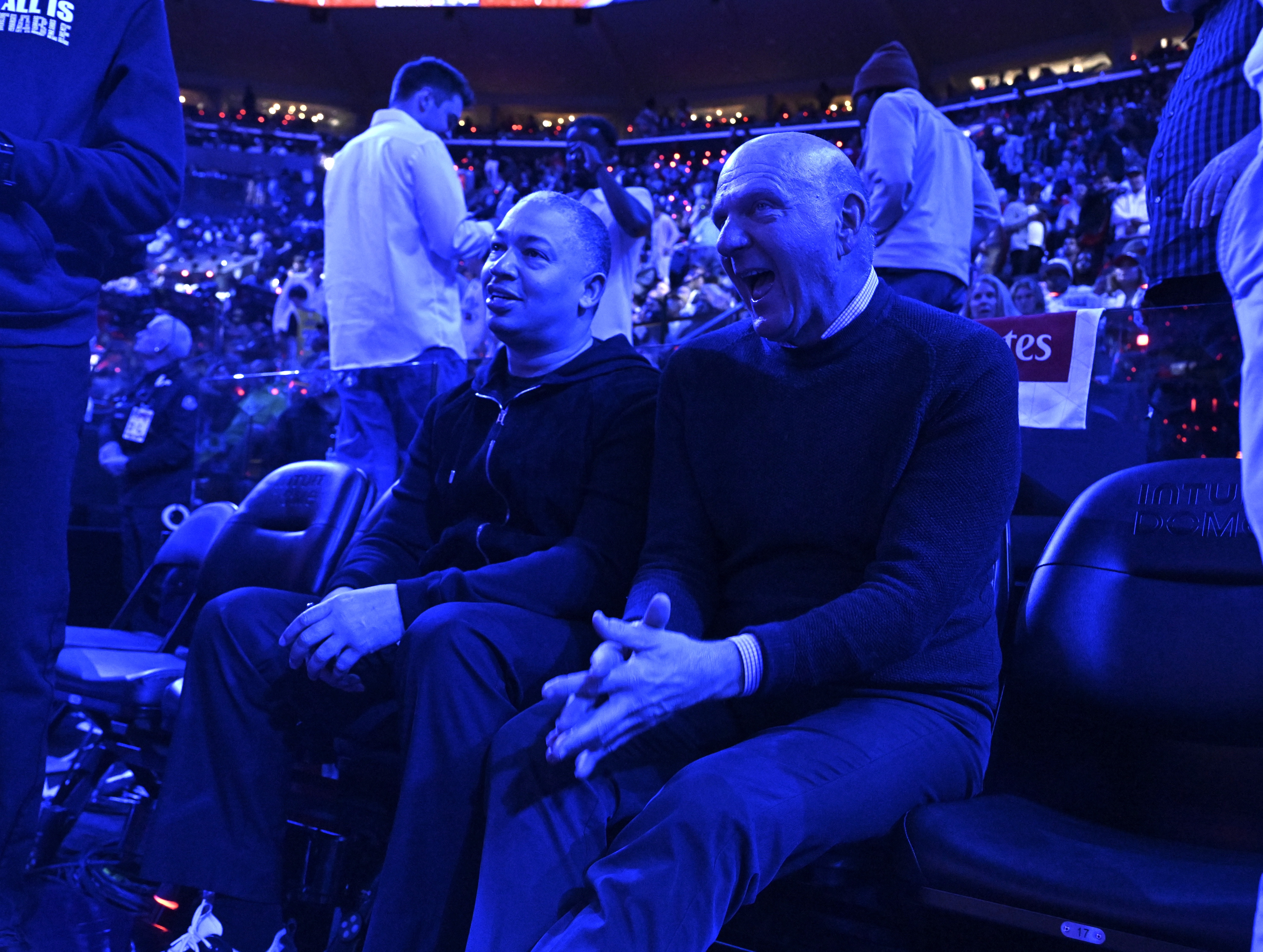 Clippers head coach Tyronn Lue, left, with Clippers owner Steve...