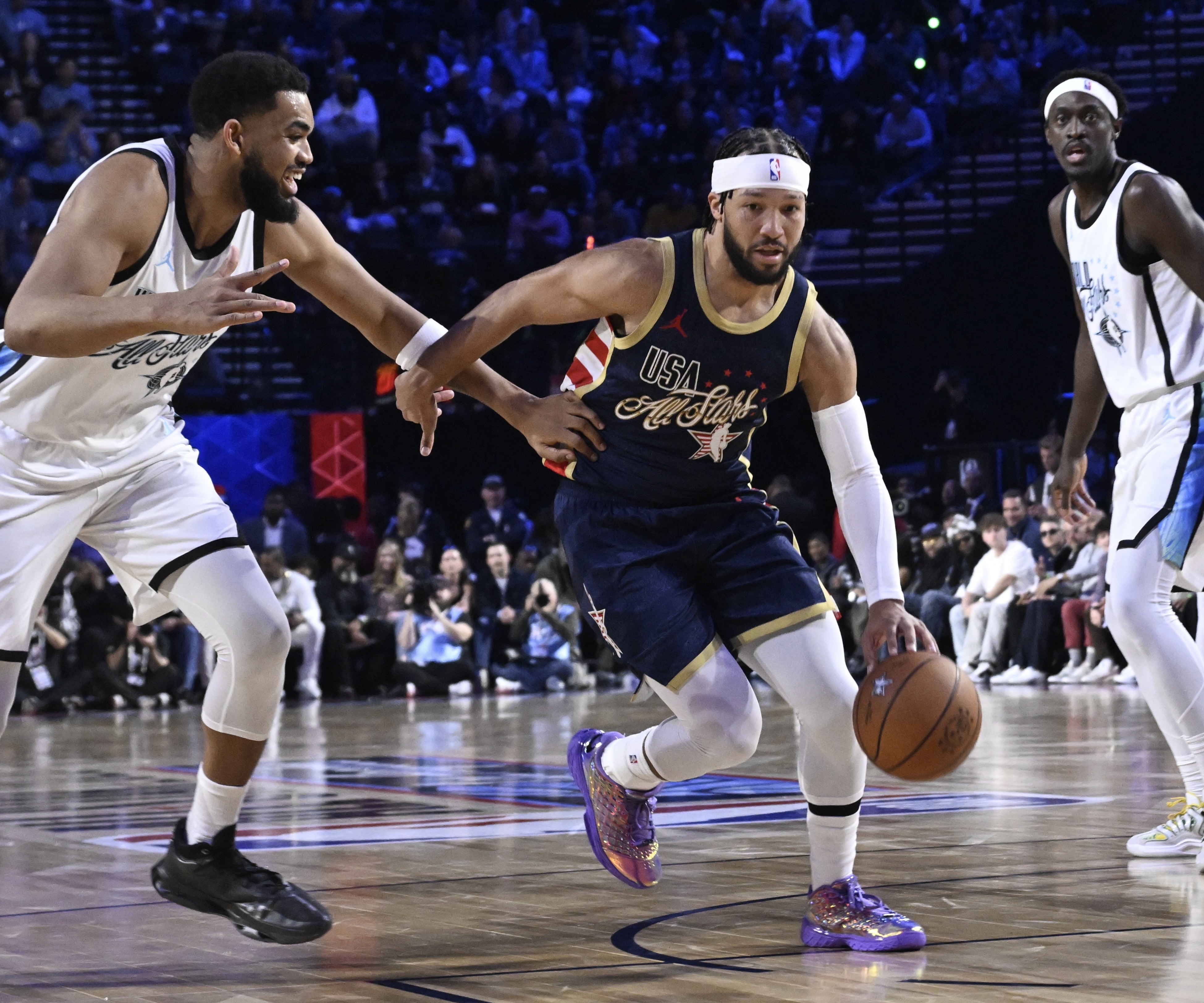 New York Knicks guard Jalen Brunson of Team USA Stripes...