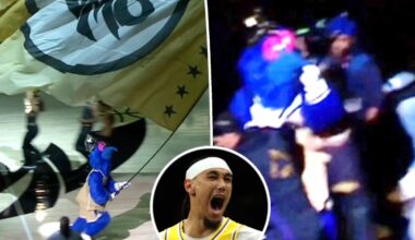 Lakers' Jaxson Hayes suspended for pushing Wizards mascot