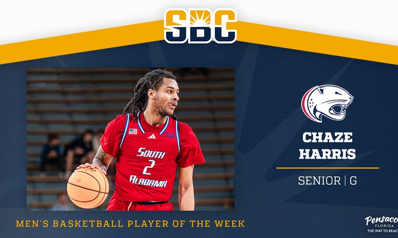 South Alabama’s Chaze Harris Collects Second Sun Belt Men’s Basketball Player of the Week Honor