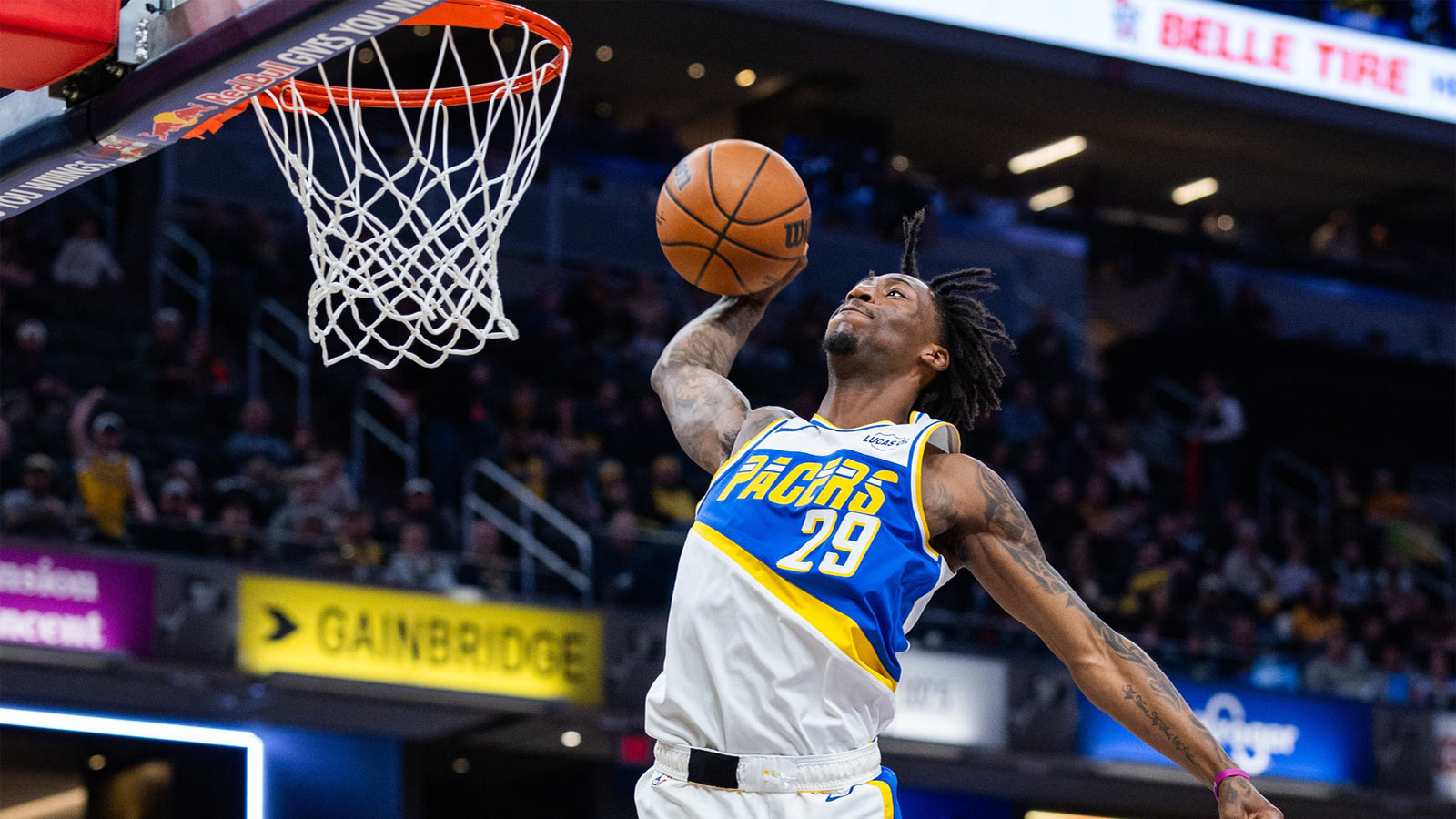 Indiana Pacers guard Quenton Jackson (29) shoots the ball in the second half against the Utah Jazz at Gainbridge Fieldhouse.