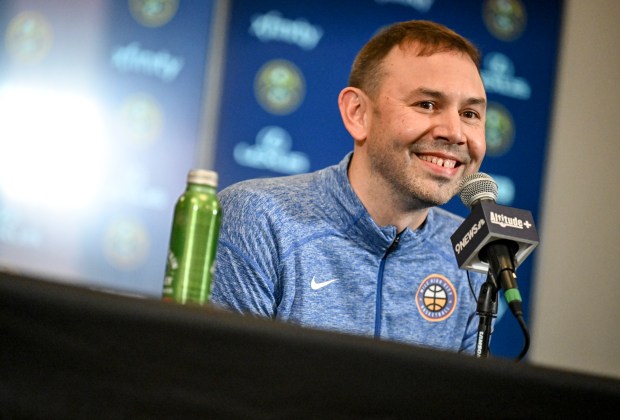 Head coach David Adelman of the Denver Nuggets speaks before the game against the New Orleans Pelicans at Ball Arena on Wednesday, Oct. 29, 2025. (Photo by AAron Ontiveroz/The Denver Post)