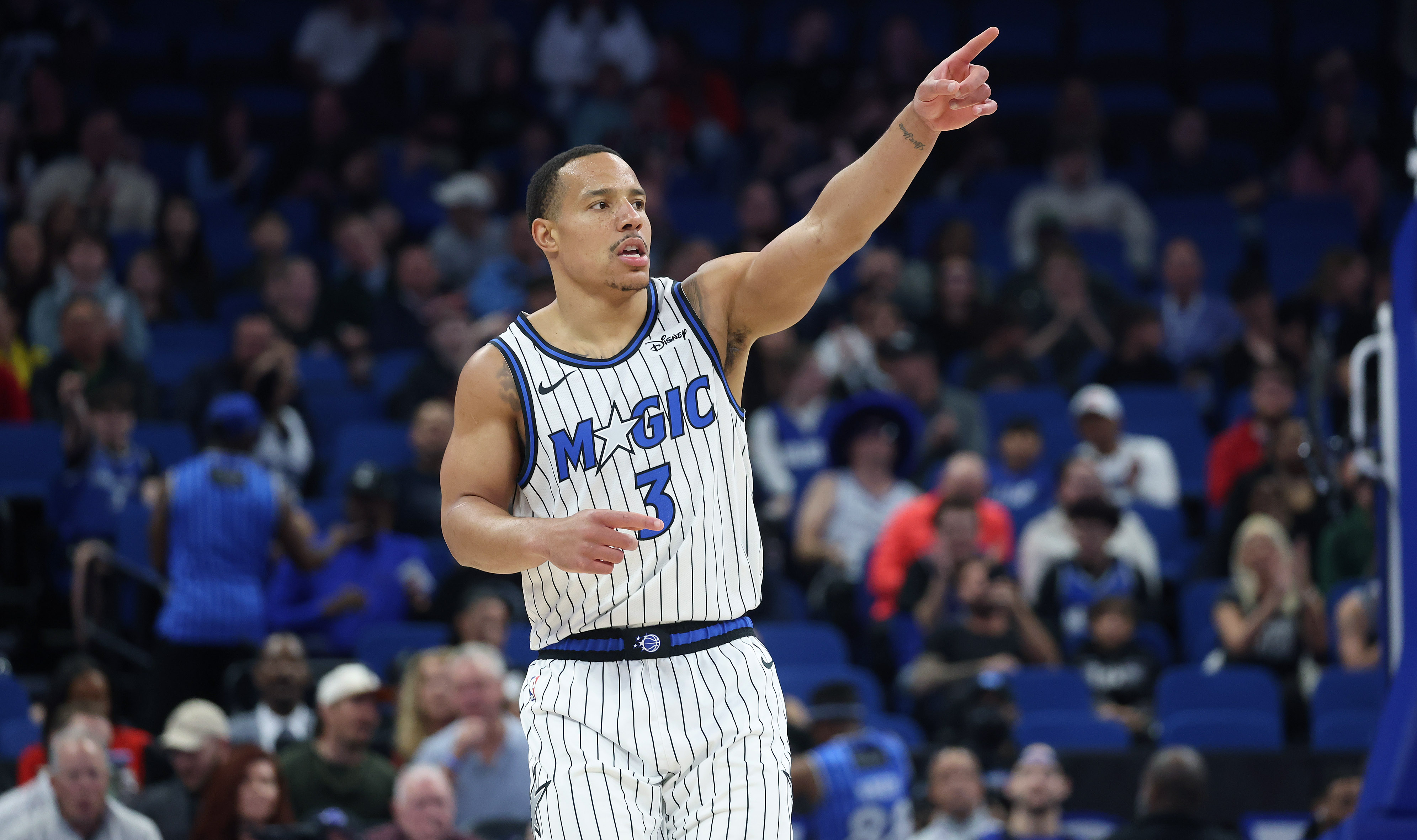 Orlando forward Desmond Bane celebrates during the Milwaukee Bucks at...