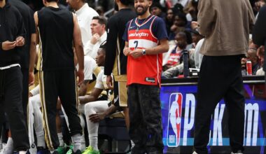 Washington Wizards guard Trae Young (3) looks on during the second half against the Milwaukee Bucks at Capital One Arena.