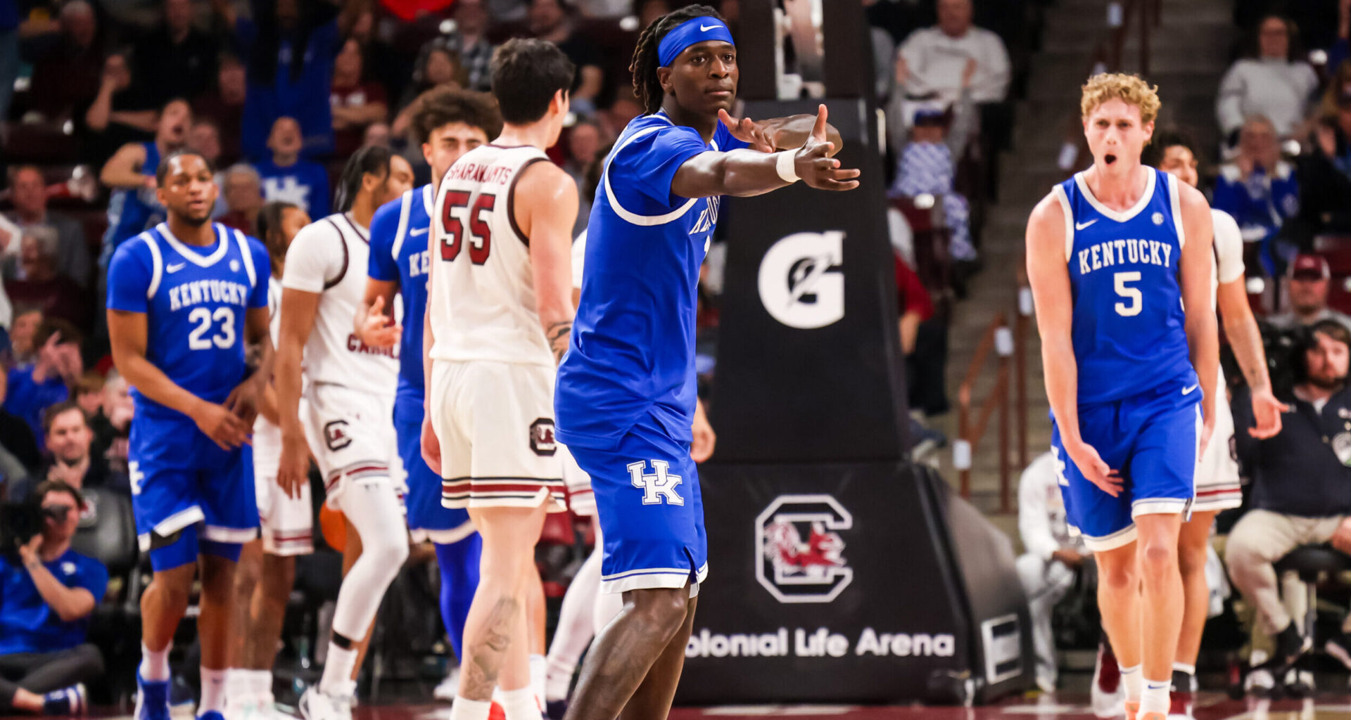 Kentucky forward Andrija Jelavic vs. Florida, via Matt Pendleton-Imagn Images