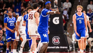 Kentucky forward Andrija Jelavic vs. Florida, via Matt Pendleton-Imagn Images