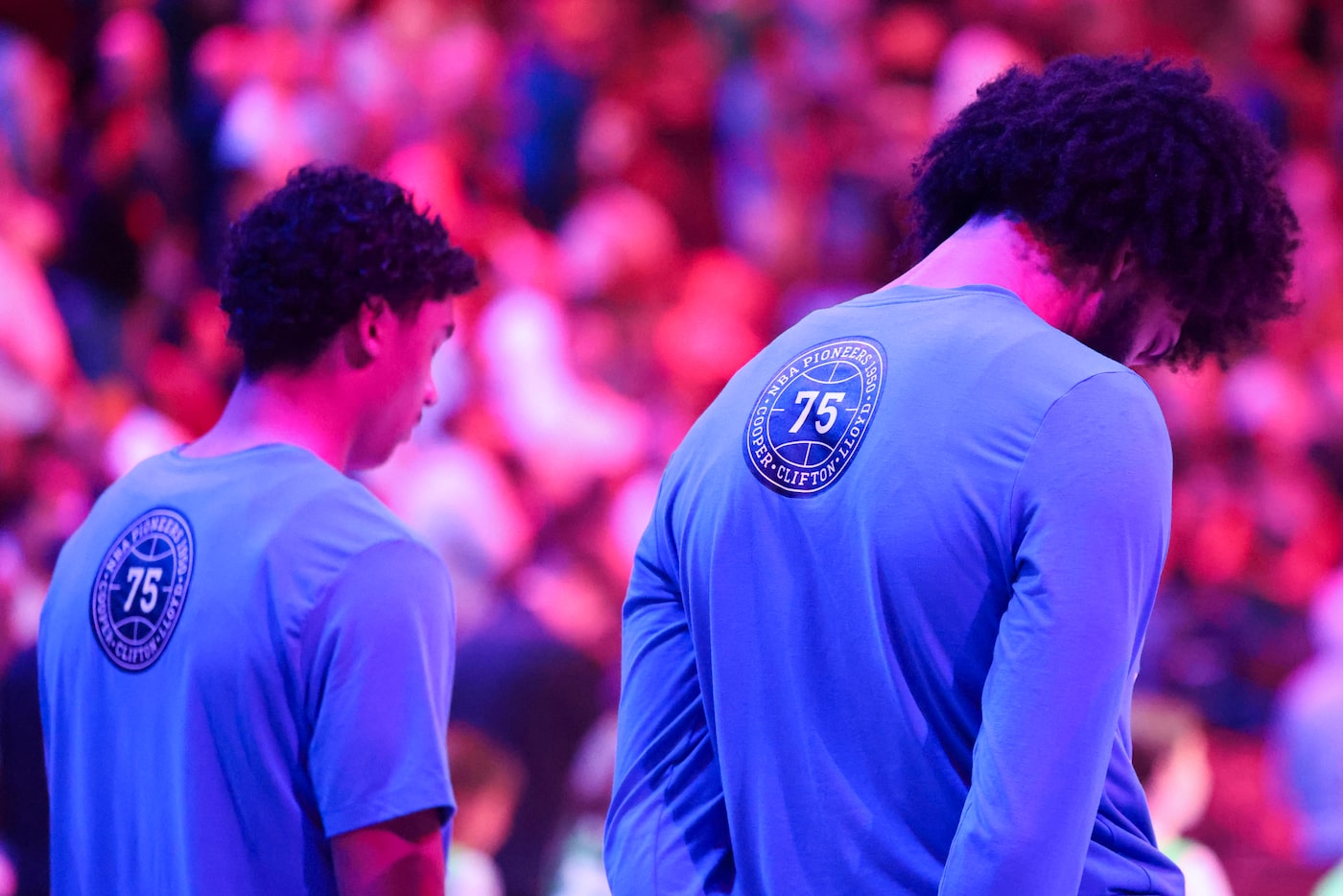 Dallas Mavericks forward Marvin Bagley III and other players take part in the National...