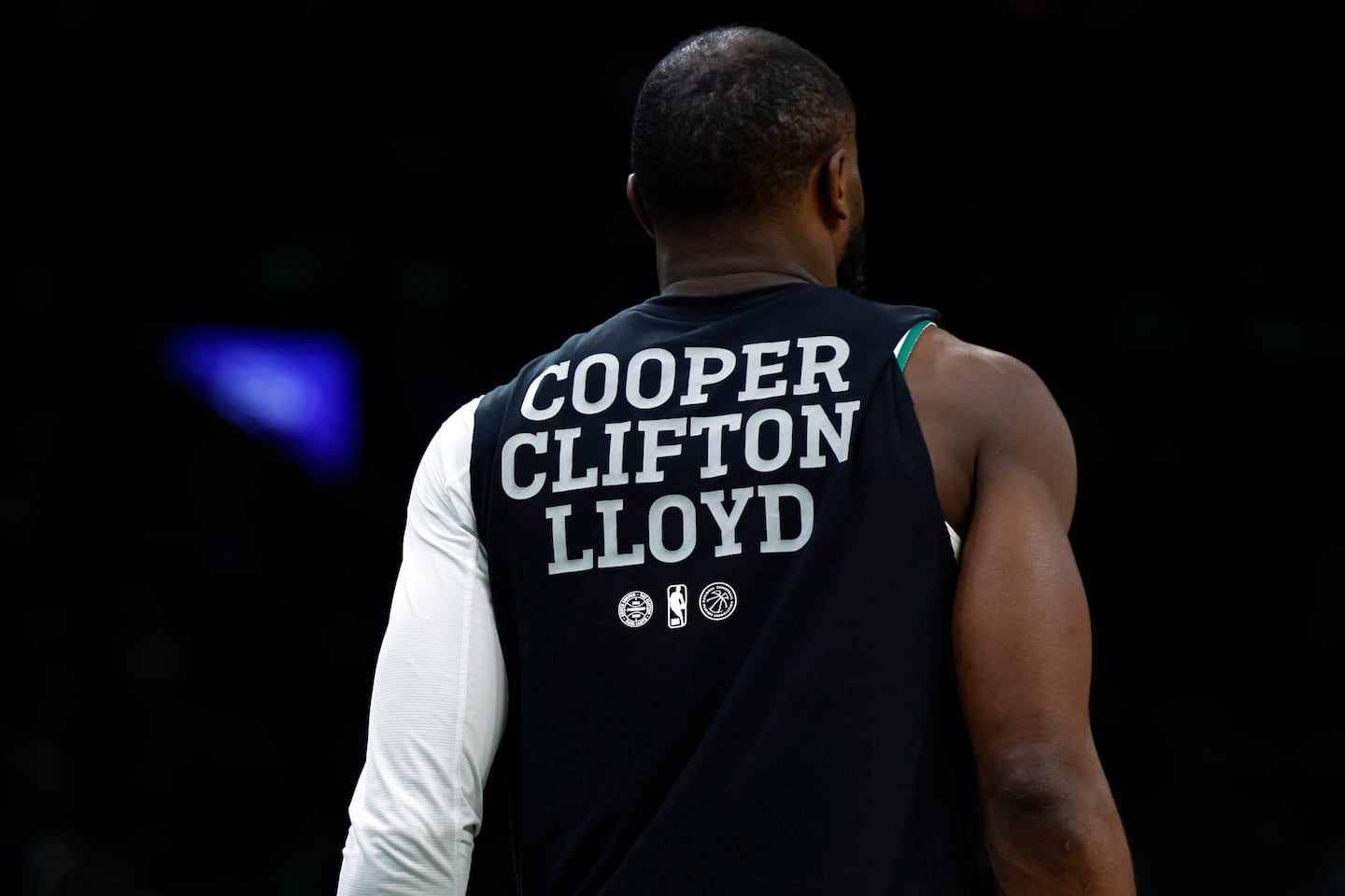 Jaylen Brown and the Celtics wore gear sunday honoring Chuck Cooper, Earl Lloyd, and Nathaniel “Sweetwater” Clifton, the league’s first Black players.
