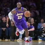 Los Angeles Lakers forward LeBron James (23) handles the ball in the first half against the Dallas Mavericks at Crypto.com Arena on Feb 12, 2026.