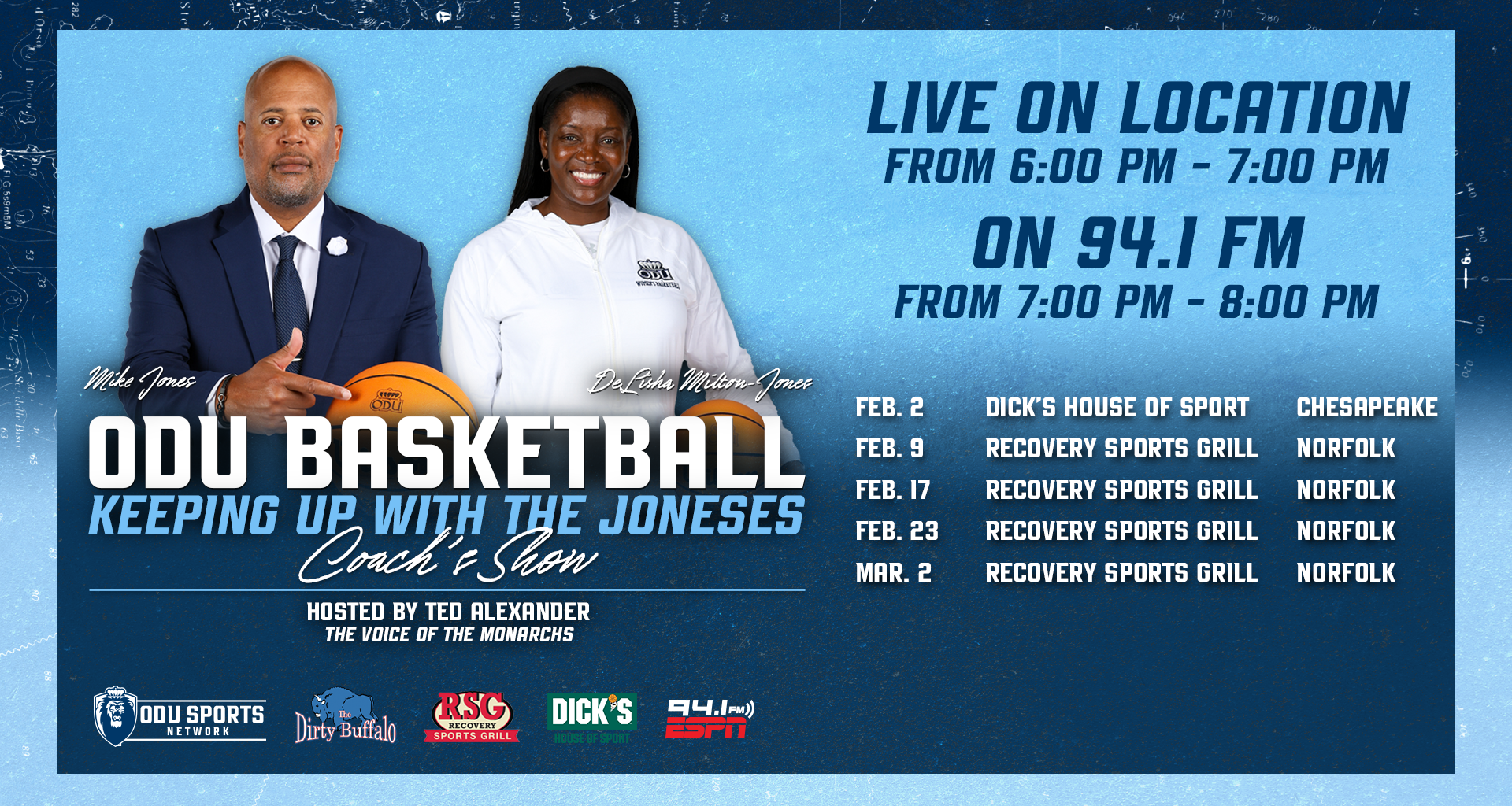 ODU Basketball Hosts Keeping Up With The Joneses Coaches Show Tuesday Night At Recovery Sports Grill Norfolk