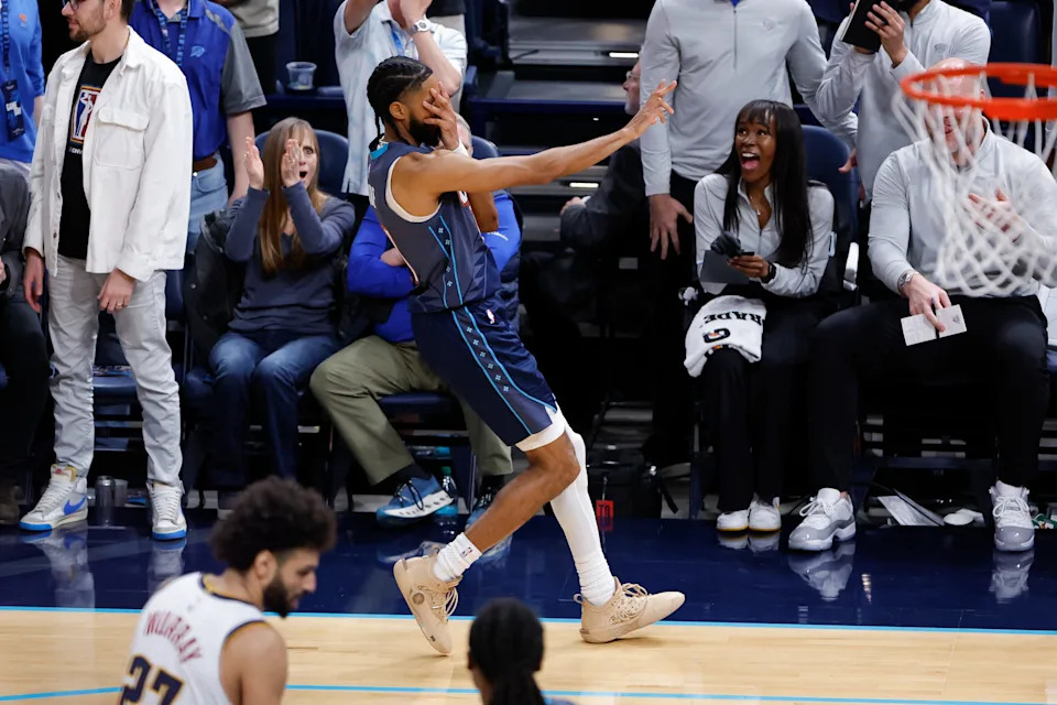 Feb 27, 2026; Oklahoma City, Oklahoma, USA; Oklahoma City Thunder guard Isaiah Joe (11) gestures after scoring against the Denver Nuggets during overtime at Paycom Center. Mandatory Credit: Alonzo Adams-Imagn Images
