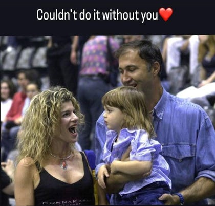 Screecap from Deni Avdija's Instagram story, showing him as a child with his parents.