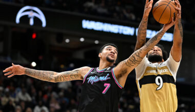 Jakucionis hits 6 3-pointers without a miss in Heat's 132-101 romp over Wizards