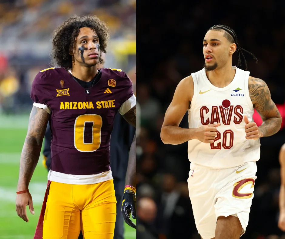Cleveland Cavaliers second-year player Jaylon Tyson (right) and his NFL prospect brother Jordyn Tyson, a wide receiver for Arizona State football.