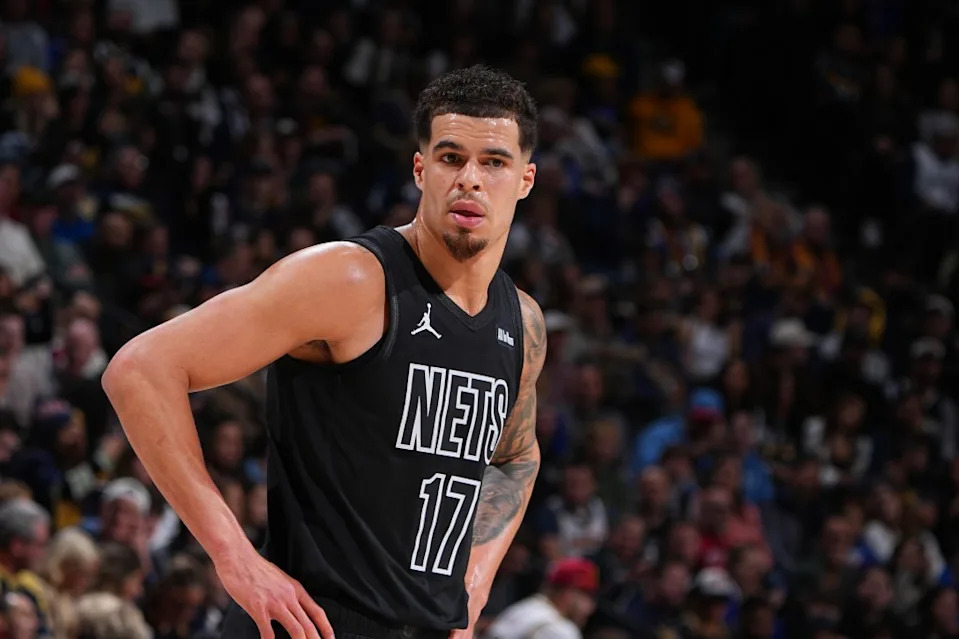 Michael Porter Jr. reacts during the Nets’ road loss to the Nuggets on Jan. 29, 2026. NBAE via Getty Images