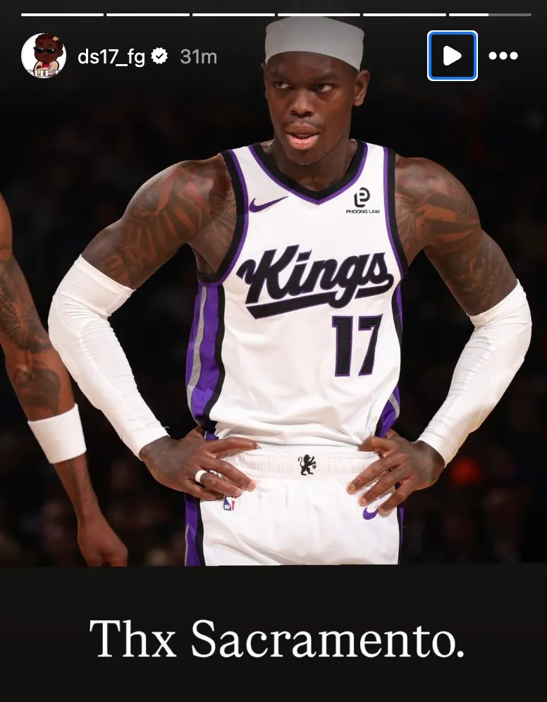 Dennis Schroder reacts to the Sacramento Kings trading him away on Instagram.
