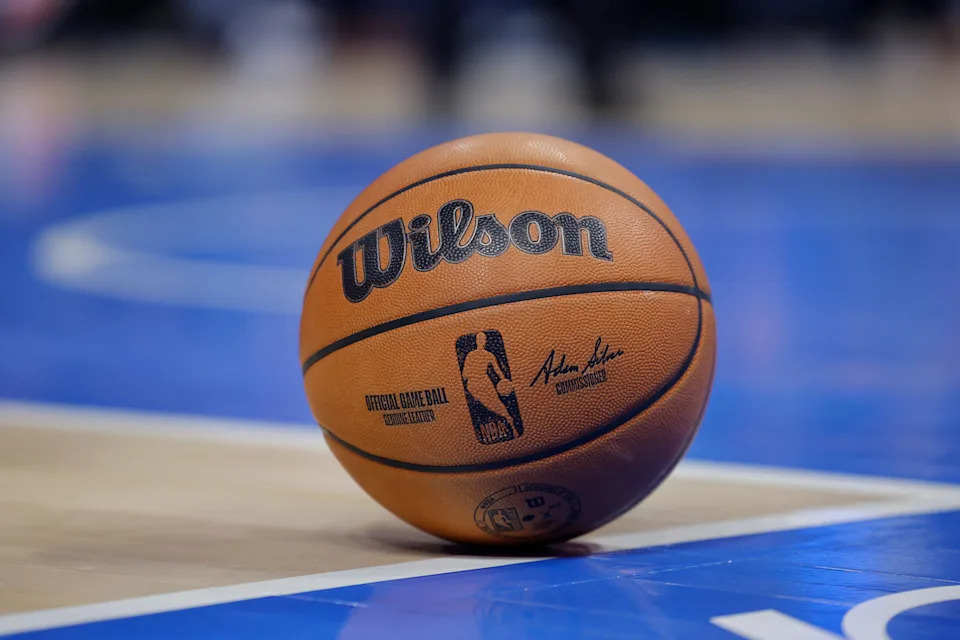 Feb 22, 2026; Oklahoma City, Oklahoma, USA; A close up view of the official game ball during the second half between the Cleveland Cavaliers and Oklahoma City Thunder at Paycom Center. Mandatory Credit: Alonzo Adams-Imagn Images