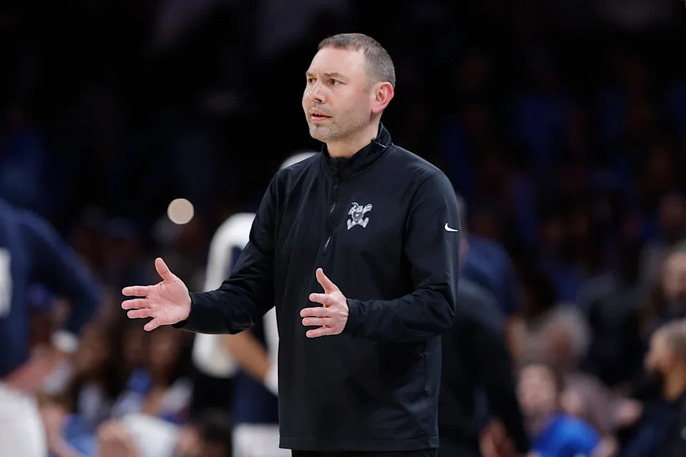 Feb 27, 2026; Oklahoma City, Oklahoma, USA; Denver Nuggets Head Coach David Adelman watches his team play against the Oklahoma City Thunder during the third quarter at Paycom Center. Mandatory Credit: Alonzo Adams-Imagn Images