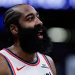 Jan 30, 2026; Denver, Colorado, USA; Los Angeles Clippers guard James Harden (1) in the third quarter against the Denver Nuggets at Ball Arena. Mandatory Credit: Isaiah J. Downing-Imagn Images