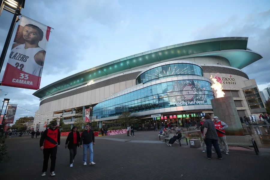 PORTLAND, OREGON – OCTOBER 22: A general view outside Moda Center before the game between the Portland Trail Blazers and the Minnesota Timberwolves on October 22, 2025 in Portland, Oregon.