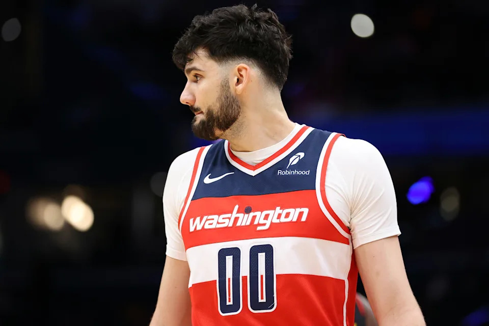 Washington Wizards forward/center Tristan Vukcevic looks on during a game.Daniel Kucin Jr.-Imagn Images