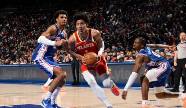 Hawks start second half of season with 117-107 win against 76ers