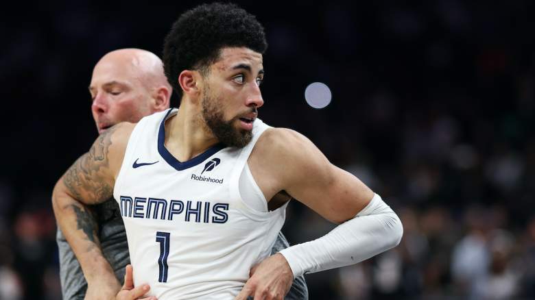 Scotty Pippen Jr. of the Memphis Grizzlies during game vs. Heat after a fight spilled into stands